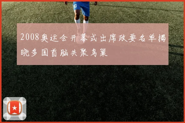 2008奥运会开幕式出席政要名单揭晓多国首脑共聚鸟巢